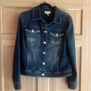 Dressbarn Denim Jacket with Rhinestone Accents